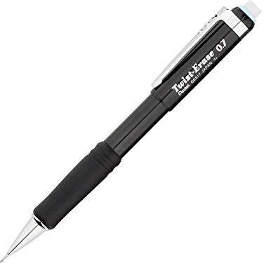 Pentel Twist-Erase III Mechanical Pencil, (0.7mm), Black Barrel, 12 Pack (QE517A)