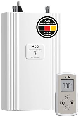 AEG elektronischer Kompakt Durchlauferhitzer DDLE Kompakt FB 11/13 kW für die Küche mit Fernbedienung, Made in Germany, Starkstromanschluss 400 V, solargeeignet, Untertischmontage, VDE geprüft