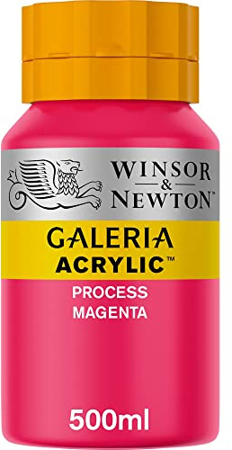 Winsor & Newton 2150533 Galeria akrylfärg, hög pigmentering, ljusäkta, krispig konsistens, 500 ml kruka – process magenta