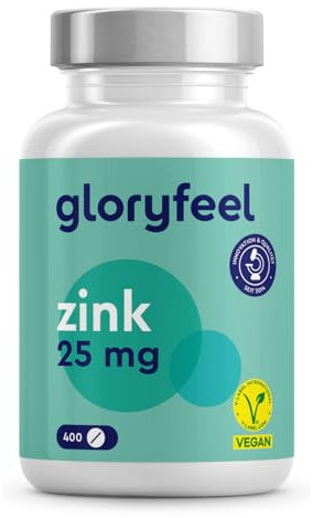 Zink 25mg - 400 vegane Tabletten (13 Monate) - Premium Zink-Gluconat hoch bioverfügbar - hochdosiert - Laborgeprüft und ohne Zusätze in Deutschland hergestellt