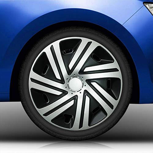 (Größe und Farbe wählbar) Radzierblenden 14 Zoll – CYRKON (Schwarz-Silber) Bandel passend für Fast alle Fahrzeugtypen (universell)!