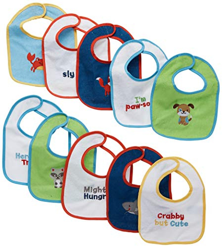 Neat Solutions Water Resistant Drooler Bib Set, Multi-Color, 10 Count
