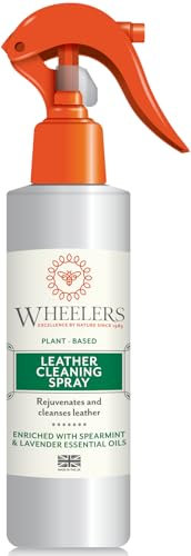 Wheelers Leather Cleaning Spray, 300ml – Rejuvenates & Cleans Leather, Nourished with Essential Oils, Ideal for Furniture Automotive Luggage Shoes Handbags Gloves & More