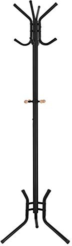 SONGMICS Appendiabiti da Terra, Attaccapanni Autoportante in Metallo, Altezza 178 cm, 12 Ganci, per Vestiti, Cappelli, Borse, Nero RCR17B