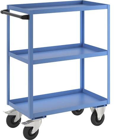 eurokraft | Montagehilfswagen | 3 Etagen | Tragfähigkeit 350 kg | Gesamthöhe 1215 mm | lichtblau