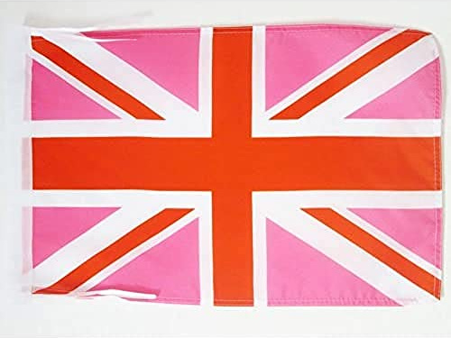 AZ FLAG Bandera Reino Unido Rosa 45x30 cm Inglesa Poliéster 100D Cuerdas | Uso interior y exterior Enseña Union Jack Pink costuras dobles y bordes reforzados
