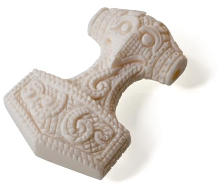 Fly Style Wikinger Schmuck: Thors Hammer Kettenanhänger aus Knochen - Mjölnir Amulett für Herren und Damen