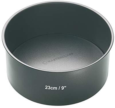 MasterClass Molde profundo para tartas con fondo suelto y antiadherente sin PTFE, PFOA ni BPA, acero al carbono de 1 mm, 23 cm/9 pulgadas , Gris