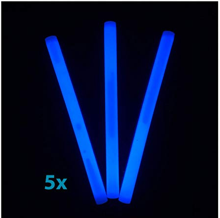 Power Lightz 5 Stück Premium Maxi-Knicklichter/Mega-Knicklicht 36cm lang - Extreme Leuchtkraft und Lange Leuchtdauer - Blau Leuchtend - für Party, Festival und Outdoor