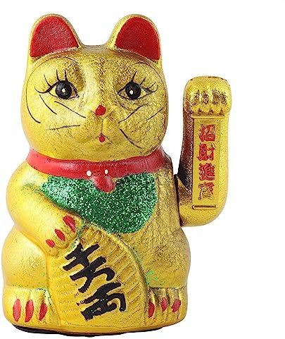 Freak Scene Glückskatze - Maneki-Neko - Winkekatze aus Keramik - 17 cm - Gold