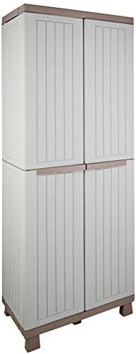 Terry, C-Wood 2680, Armadio da Esterno Interno, a 2 Ante Effetto Legno, 3 Ripiani Interni. Materiale: Plastica, Dimensioni: 68x39x170 cm