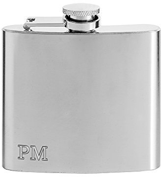 AMAVEL Fiaschetta Tascabile per Liquori in Acciaio Inox, Incisione Personalizzata con Iniziali, Idea Regalo Compleanno o Natale per Lui, Festa del papà, ca. 150 ml