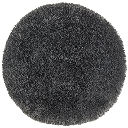 andiamo Kunstfell 4er Set Sitzkissen Alpa gemütliche Sitzunterlage 35mm Florhöhe weich und flauschiges Dekofell anthrazit 34 cm rund
