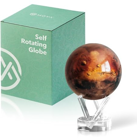 Globe MOVA Mars 11,5 cm – Modèle de Planète Rotatif pour Décoration Spatiale et Cadeaux d’Astronomie | Mouvement avec Lumière | Sans Piles ni Câbles