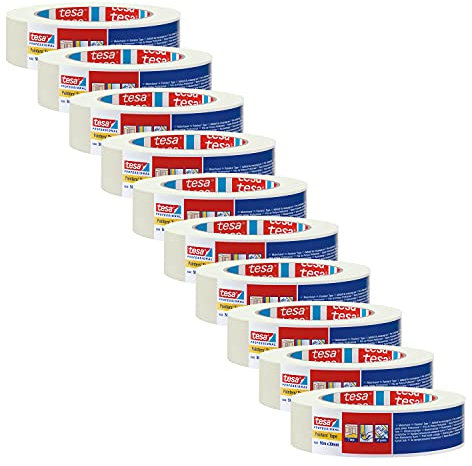 tesakrepp 4348 Standard - 10er Pack - Malerkrepp für einfache Malerarbeiten im Innenbereich - Malerband zum Abkleben und Abdecken - hellbeige - je 50 m x 30 mm
