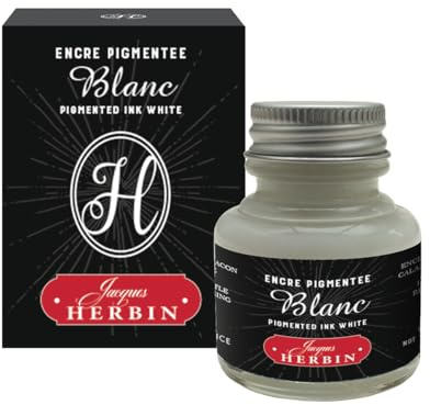J.Herbin 13501T Tintenflakon für Kalligraphie, Kupfer pigmentiert, 30 ml weiß