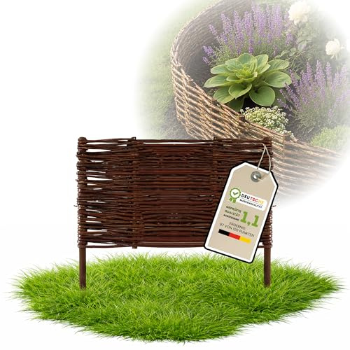 Floranica 1 Stück Beetbegrenzung Weide 40 cm x 50 cm – Rasenkante Weidengeflecht Beeteinfassung, Beetumrandung