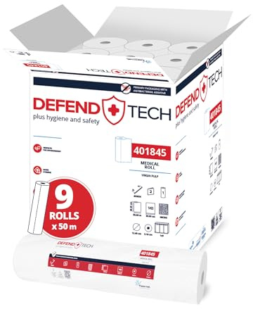 Papernet - Medizinische Liegenabdeckung 401845, 9 Rollen aus reiner Zellulose je 50 m, 2 Lagen, 1.283 Dienste von 49,2x35 cm, Rollendurchmesser 12,4 cm, Made in Germany