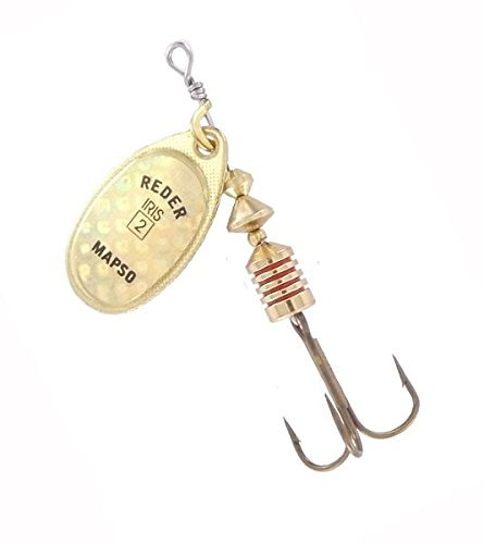 MAPSO - Pack de 5 Cucharillas de Pesca Reder-2 Iris Oro | Cebo Artificial de Pesca Útil para Diversas Especies y Profundidades, Color Oro, 4'5gr