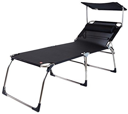 Jan Kurtz Fiam Amigo Big 50+ Sun Sonnenliege Klappliege Fiam 3-Beinliege Textilene schwarz mit Nackenrolle und Sonnendach zum setpreis