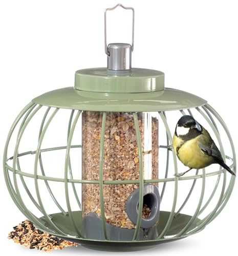The Nuttery Compact Lantern Bird Feeder LAND03 – Squirrel & Pigeon Proof Hanging Seed Feeder for Garden Birds – Durable Metal Design with Wide Lid Access – Weather Resistant, Easy to Clean
