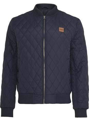 Urban Classics TB862 Herren Steppjacke - Diamond Quilt Nylon Jacke - Ideal als Übergangsjacke, Blau (navy 155), Gr. Large