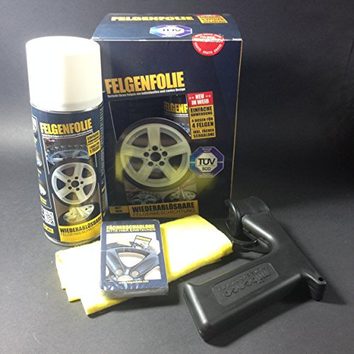 FELGENFOLIE Mibenco Set 4 x 400 ml matt, Weiss + Sprayboy