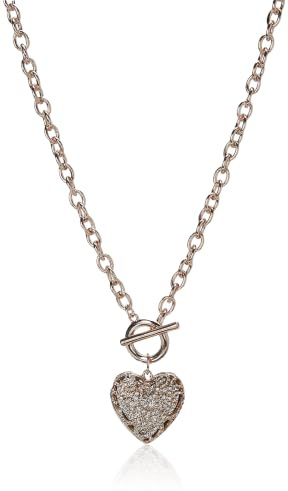 Guess Damen Swirl Pavé Herz Toggle Anhänger Halskette