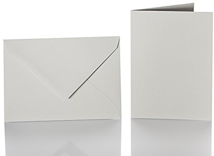 Paper24 Karten mit Umschlag DIN B6 125x176 mm, 120g/m² stark, Faltkarte 120x170 mm, 240 g/m² (25 Stück in Grau) für Grußkarten, Hochzeit, Geburtstag