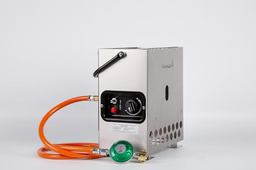 Gazcamp Heatbox 2000 Edelstahl 50 mbar Set *Tasche schwarz/Regler* Zeltheizung Campingheizung Anglerheizung Jadgheizung