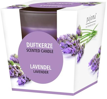 Pajoma 91201 - Vela (en Soporte de Cristal Satinado, Aroma de Lavanda)