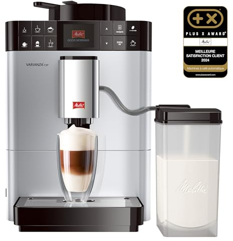 Melitta Varianza CSP Argent, Machine à Café à Grain avec Broyeur, Système One Touch, Fonction My Bean Select, Mode 1 à 2 Tasses, Automatique, Écran Couleur TFT, F570-101, 1450W