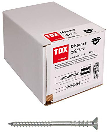 TOX Justierschraube Distance – 6 x 80 mm – Stufenlose, millimetergenaue Justierung – 100 verzinkte Justierschrauben – 9010104