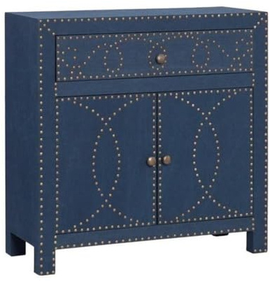 Southern Enterprises SEI Furniture Florian Double-Door Accent Chest in Soft Navy