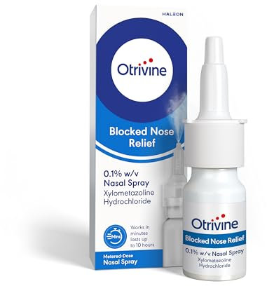 Otrivine Nasal Spray Adult, Decongestant for Blocked Nose Relief in Cold and Flu, 10 ml