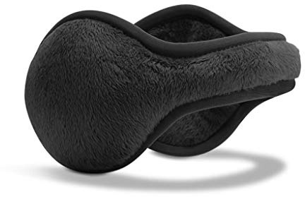180s Women's Lush Soft Fleece Behind the Head Ear Warmers, Black, One Size