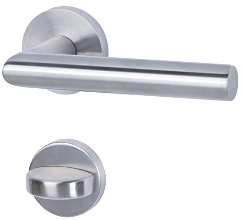 Alpertec 88020532 Edelstahl Fair I-R für Badtüren und Sperrriegel Drückergarnitur Türdrücker Türbeschläge Neu, für Badezimmertüren