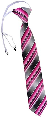 TigerTie cravate pour les enfants en rosé pink magenta anthracite argent gris rayé - cravate pré-liée élastiquée