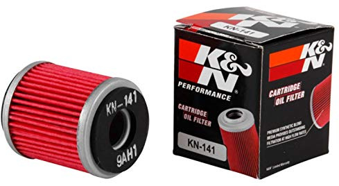K&N Motorcycle Oil Filter: High Performance, Premium, Designed to be used with Synthetic or Conventional Oils: Fits Select Yamaha Vehicles, KN-141, red