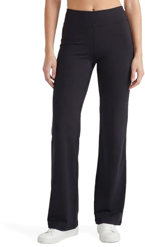 No nonsense Women's Flared Leggings & Lounge Pants, Stay-in-place Wide Waistband, Cotton Blend, No Show Coverage - Black - X-Large