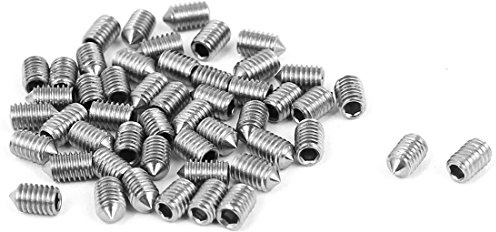 uxcell® M3 x 5mm Cone Point Hex Socket Set Grub Screw Silver Tone 50 Pcs