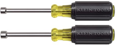 Klein Tools 630M Tool Set, Made in USA, Magnetic Nut Driver Set with Nut Driver Sizes 1/4 and 5/16-Inch, 3-Inch Hollow Shaft, Cushion Grips, 2-Piece