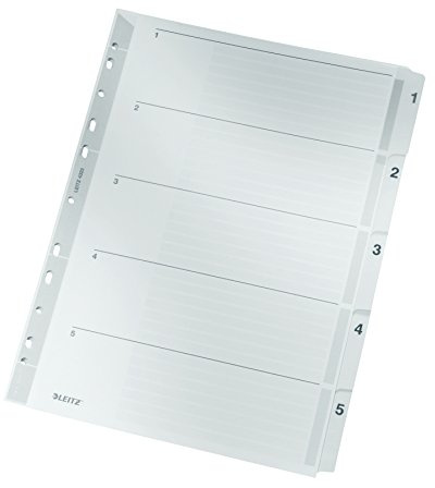 Leitz Registerregister Karton, Kunststoff, grau, Hochformat, A4, 2, 3, 6, 43230000