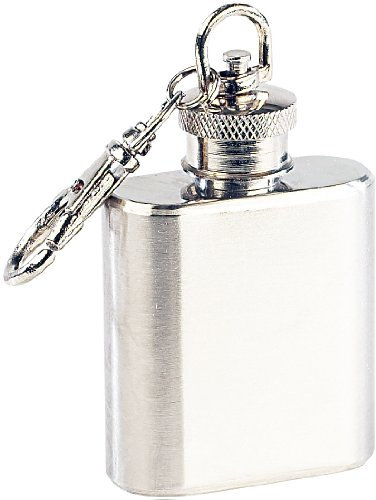 Rosenstein & Söhne Edelstahl-Flachmann mit Schlüsselanhänger, 30 ml