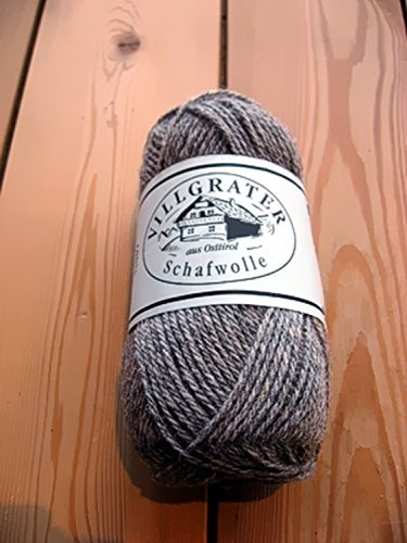 Schafwolle Strickwolle mittelgrau 100 gr. Villgrater Natur