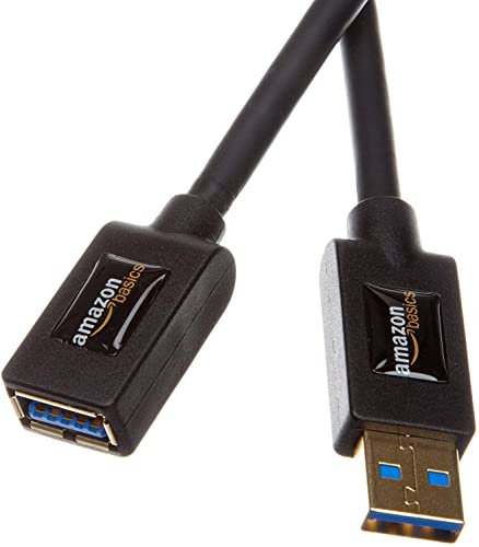 Amazon Basics USB 3.0-Verlängerungskabel (A-Stecker auf A-Buchse) 3 m (Abwärtskompatibilität zu USB 2.0 und 1.1), Schwarz, Kompatibel mit Personal Computer