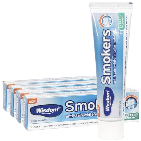 Wisdom Fläckbeständig blekning tandkräm för rökare 50 ml - 4-pack