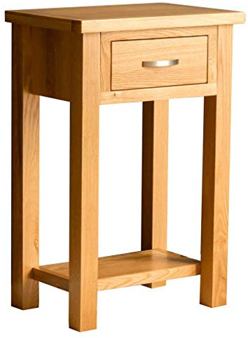 RoselandFurniture London Oak Slim Console Table with Storage Drawer