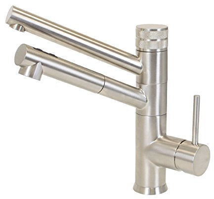 3-Wege-Armatur CUCINA IDEALE, Edelstahl Look mit ausziehbarer Brause! Der einzige Wasserhahn mit 3 Anschlüssen und einer echten ausziehbarer Duschbrause auf dem Markt! Für Osmoseanlagen Trinkwasseranlagen