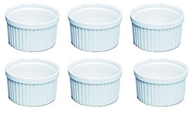TAMLED 6 STÜCK im SET Pastetenform Ø 11 cm Auflaufschälchen, Crème brûlée und Lava Cake Förmchen, Porzellan backofenfest weiß für Muffin, Dessert, Soufflé, Ragout fin, Würzfleisch